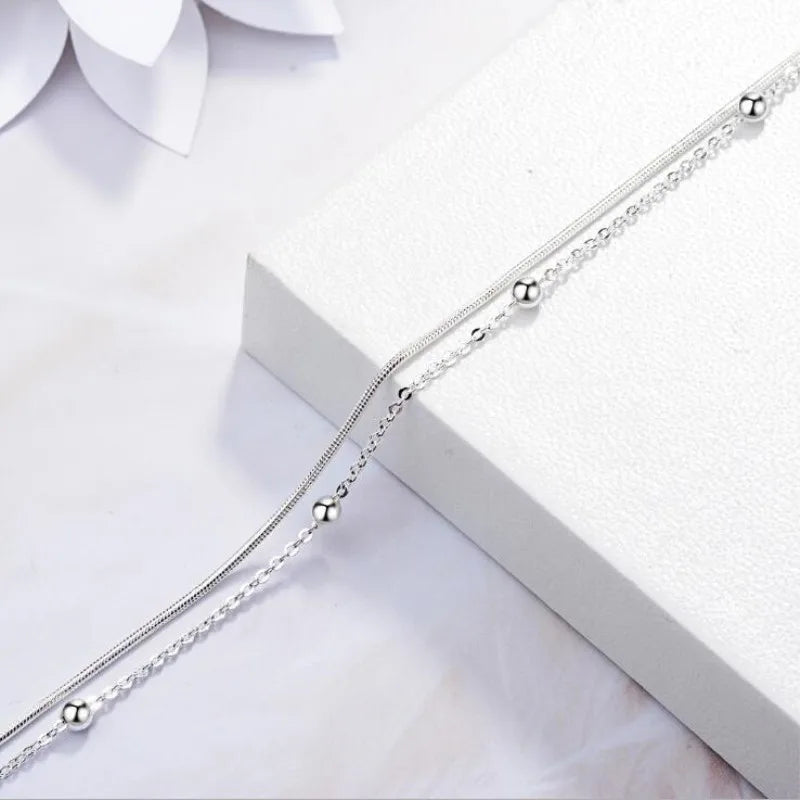 Double Layer New Fashion Exquisite Silver Plated Jewelry Beaded Retro Simple Wild Temperament Bracelets  SL012