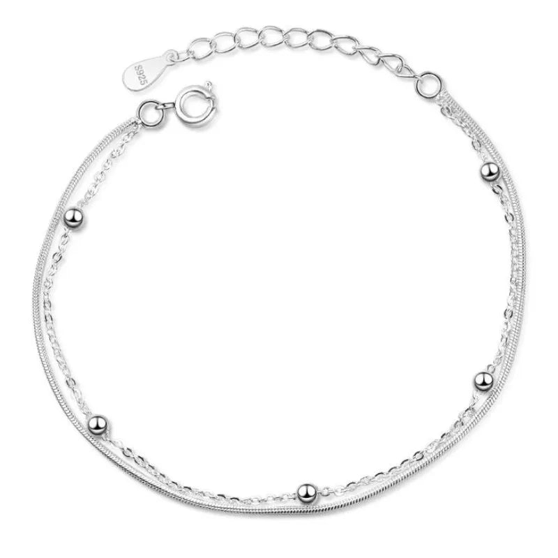 Double Layer New Fashion Exquisite Silver Plated Jewelry Beaded Retro Simple Wild Temperament Bracelets  SL012